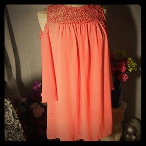 Silk & Crochet dress with peek-a-boo shoulders